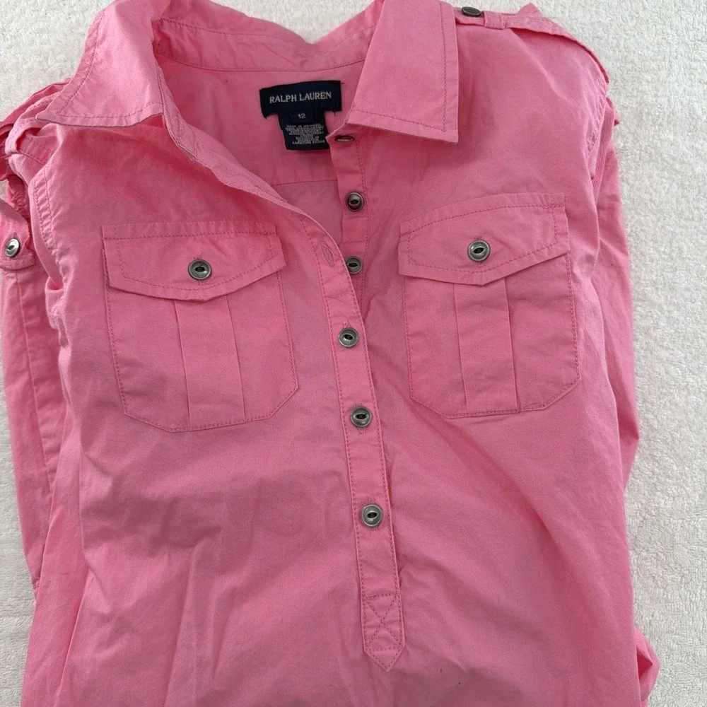 Ralph Lauren Youth/kids 100% Cotton Dress Bubblegum Pink Long Sleeve Size 12